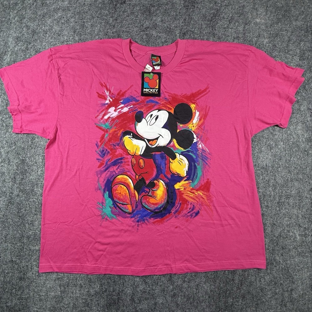 Vintage Mickey Unlimited Pink Graphic Mickey Mouse T-Shirt Adult 3X NWT Rare NOS